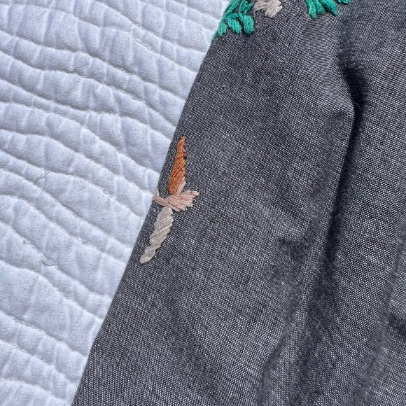 Mi Golondrina Embroidered Floral Blouse in Teal, Rust & Cream - Picture 2 of 10